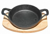 Сковорода чугунная круглая d 14 см на деревянной подставке, d 14 см, P.L. Proff Cuisine