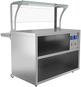 Прилавок нейтральный с полкой и розетками Luxstahl ПНП (С) -1200 Premium (нерж.)