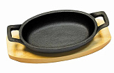 Сковорода чугунная овальная 24*17 см, на деревянной подставке, P.L. Proff Cuisine