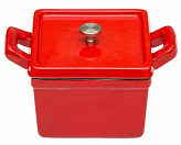 Кастрюля порционная квадратная P.L. Proff Cuisine 500 мл, красная, эмалированный чугун, 10,5 см